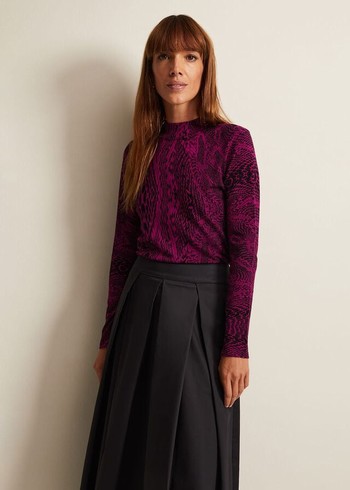 Phase Eight Livetta Snake Print Knitwear Purple Canada | UNYELC-195